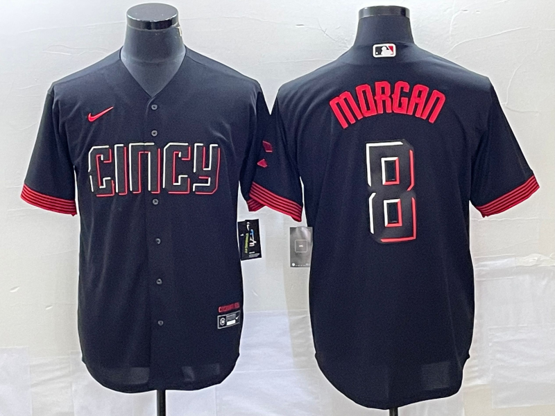 Men's Cincinnati Reds Joe Morgan Black 2023 City Connect Replica Player Jersey baseball jersey product view 1