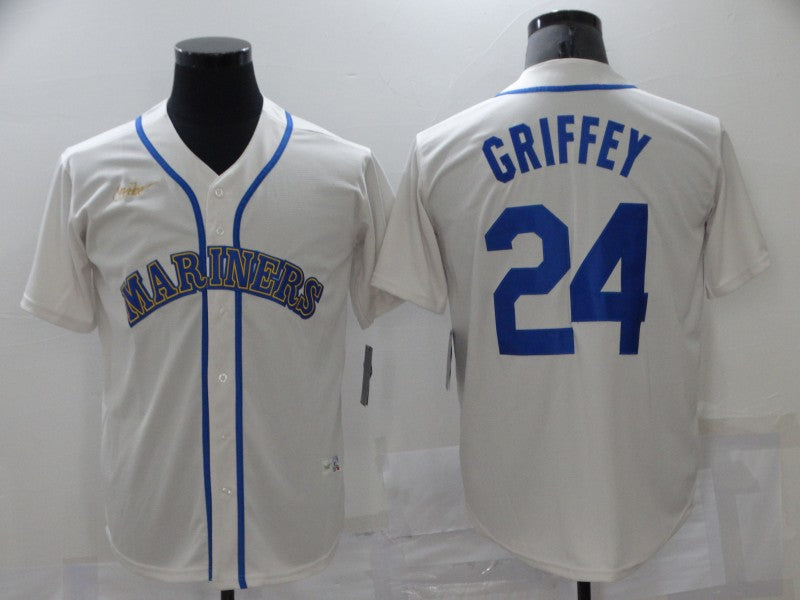 Men's Seattle Mariners Ken Griffey Jr. #24 Beige Authentic Baseball Jersey1 baseball jersey product view 1