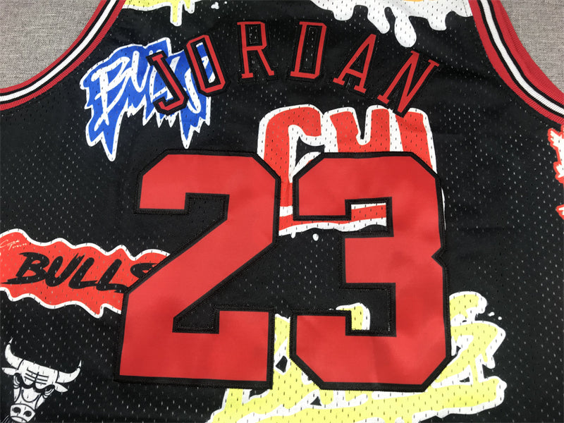 Bulls #23 Graffiti Jersey basketball jersey product view 3