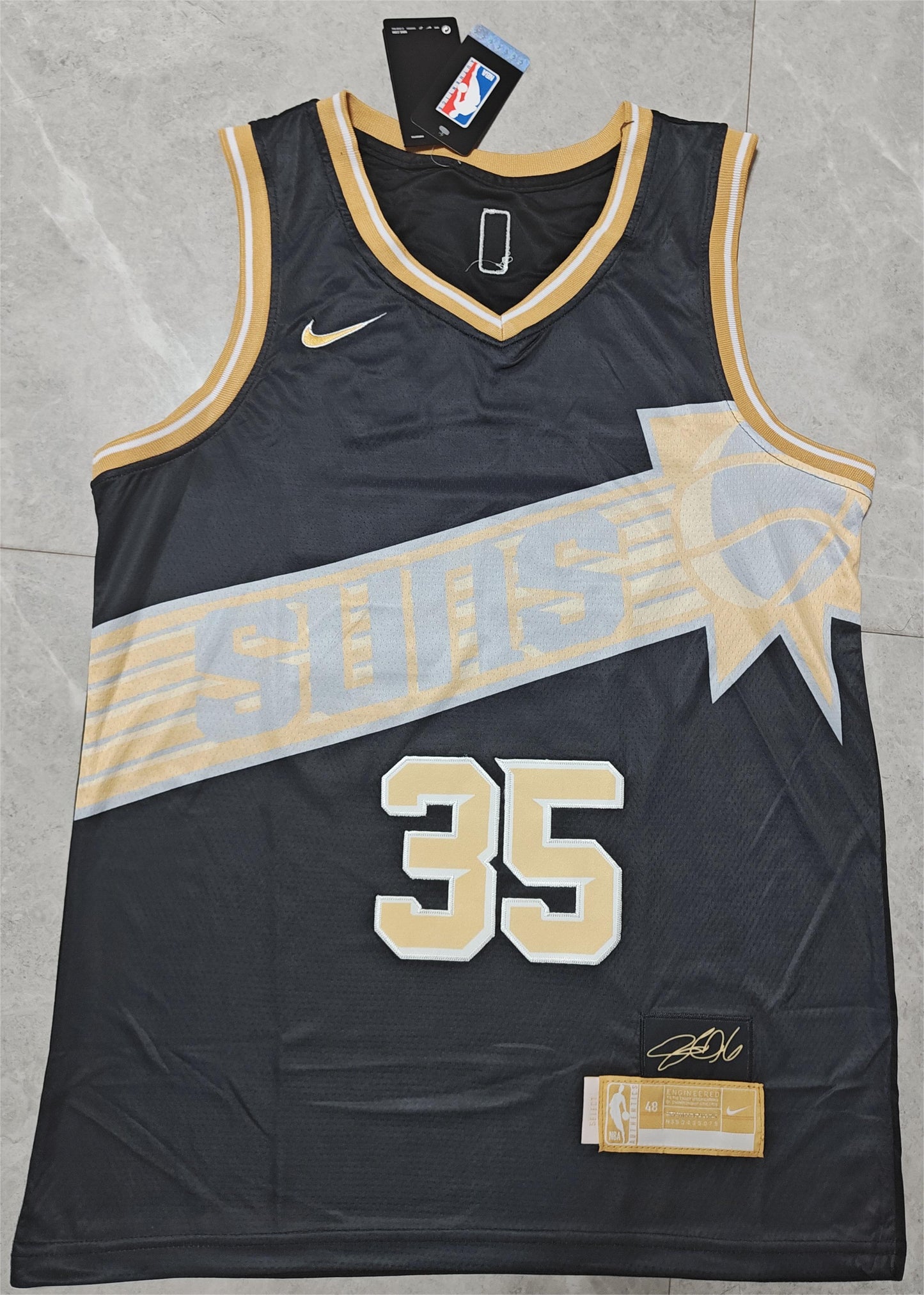 24 Suns #35 Durant black and gold jersey basketball jersey product view 2