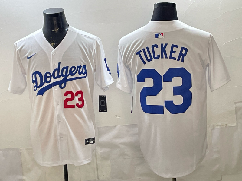 Men's Los Angeles Dodgers Kris Tucker #23 White Home Replica Jersey baseball jersey product view 1