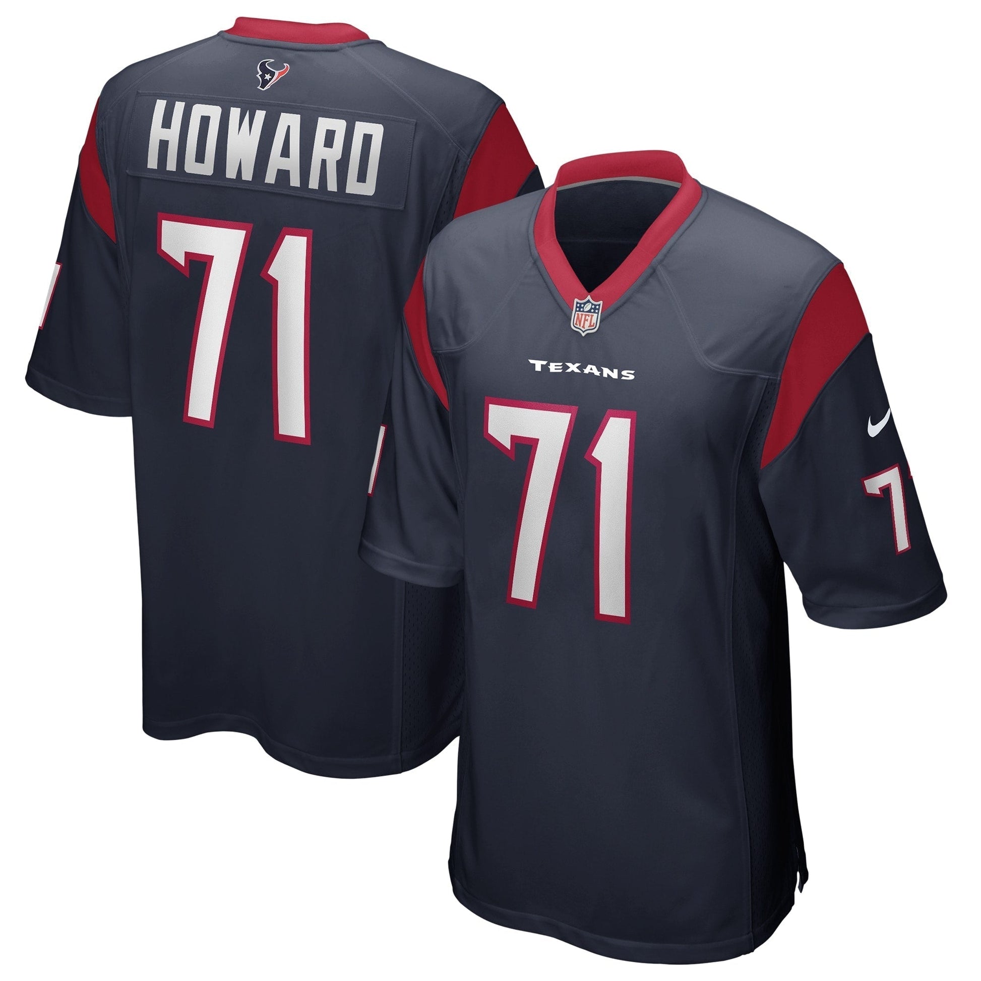 Tytus Howard Houston Texans Game Jersey - Navy football jersey product view 1