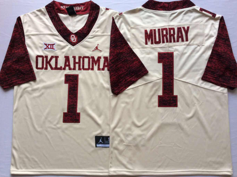 Men's Oklahoma Sooners Kyler Murray White Player Jersey sports jersey product view 1