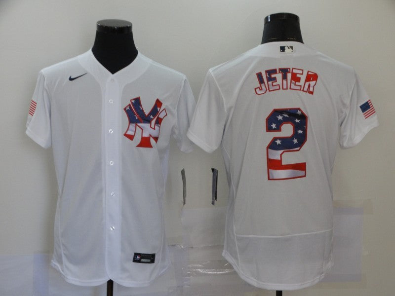 Men's New York Yankees Derek Jeter White Replica Game Jersey baseball jersey product view 1
