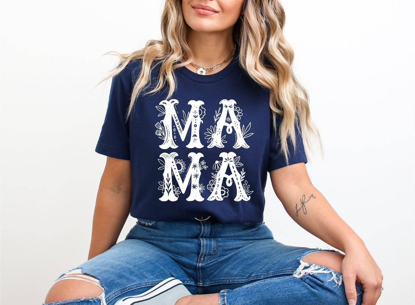 Vintage Mama Navy Mother's Day Graphic Tee Unisex T-shirt, Sweatshirt, Hoodie, Long Sleeve Tee - T-Shirt, Sweatshirt, Hoodie
