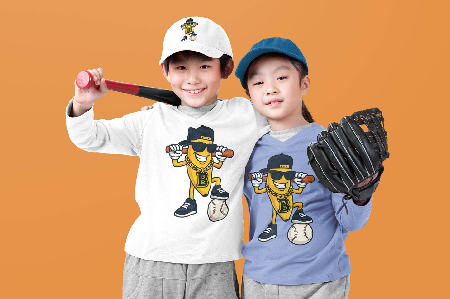 Gangsta Banana Baseball Funny Clipart For Kids Shirts Unisex T-shirt, Sweatshirt, Hoodie, Long Sleeve Tee - T-Shirt, Sweatshirt, Hoodie