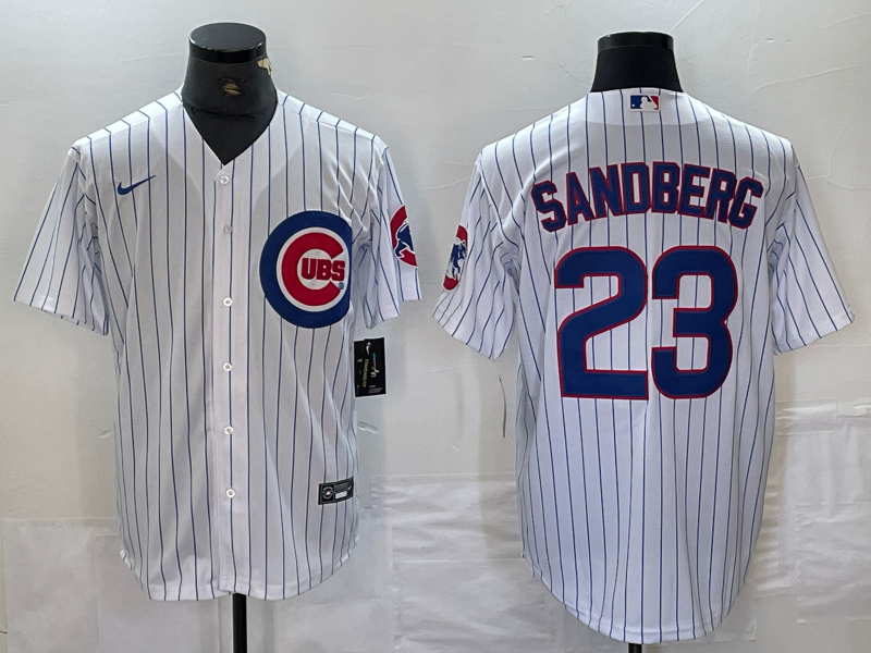 Men's Chicago Cubs Ryne Sandberg White Replica Baseball Jersey baseball jersey product view 1