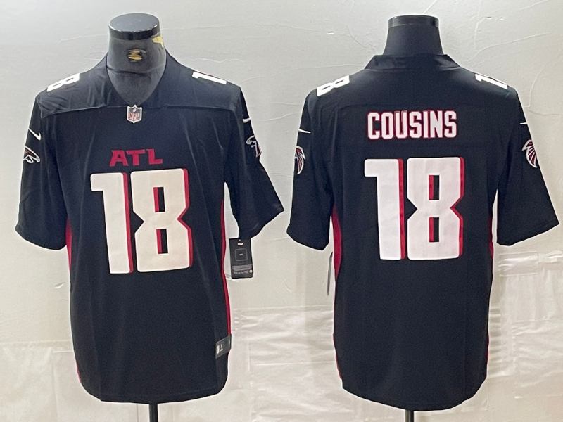 Men's Atlanta Falcons Kirk Cousins #18 Black Game Player Jersey1 football jersey product view 1