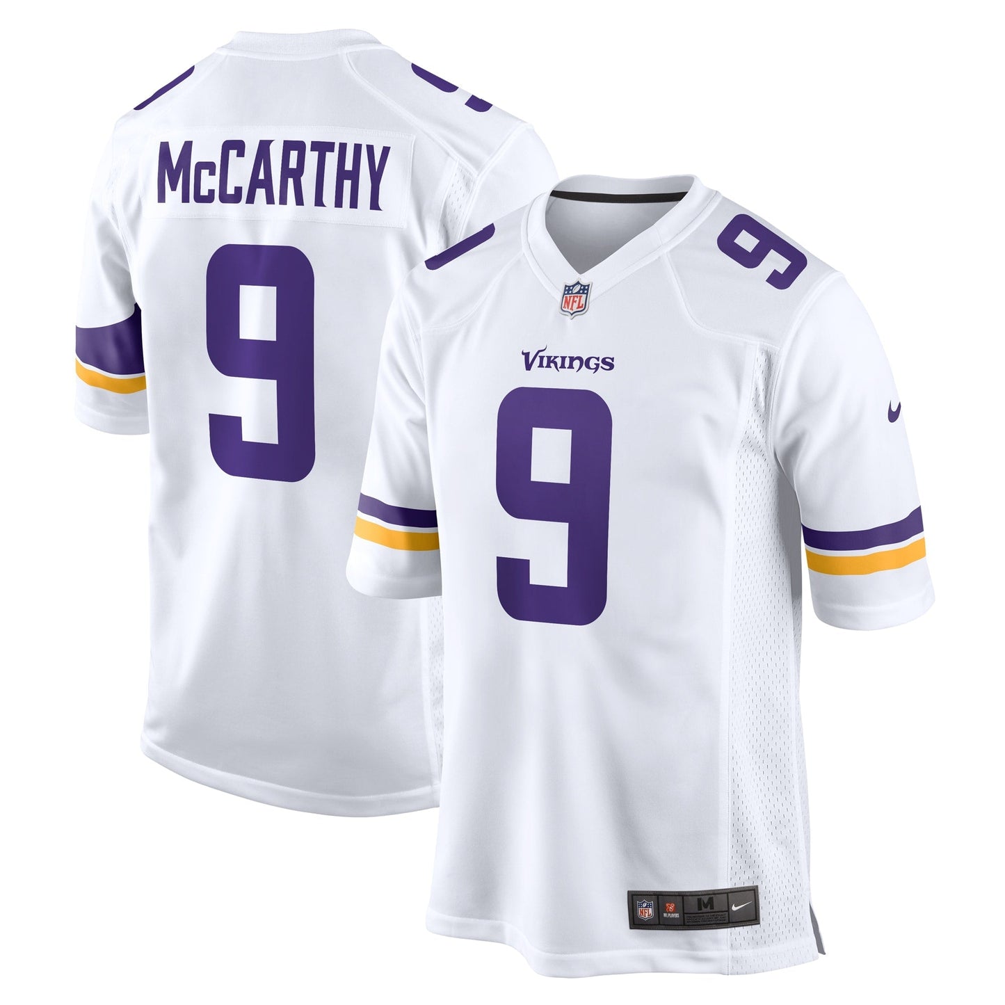 J.J. McCarthy Minnesota Vikings Game Jersey - White football jersey product view 1