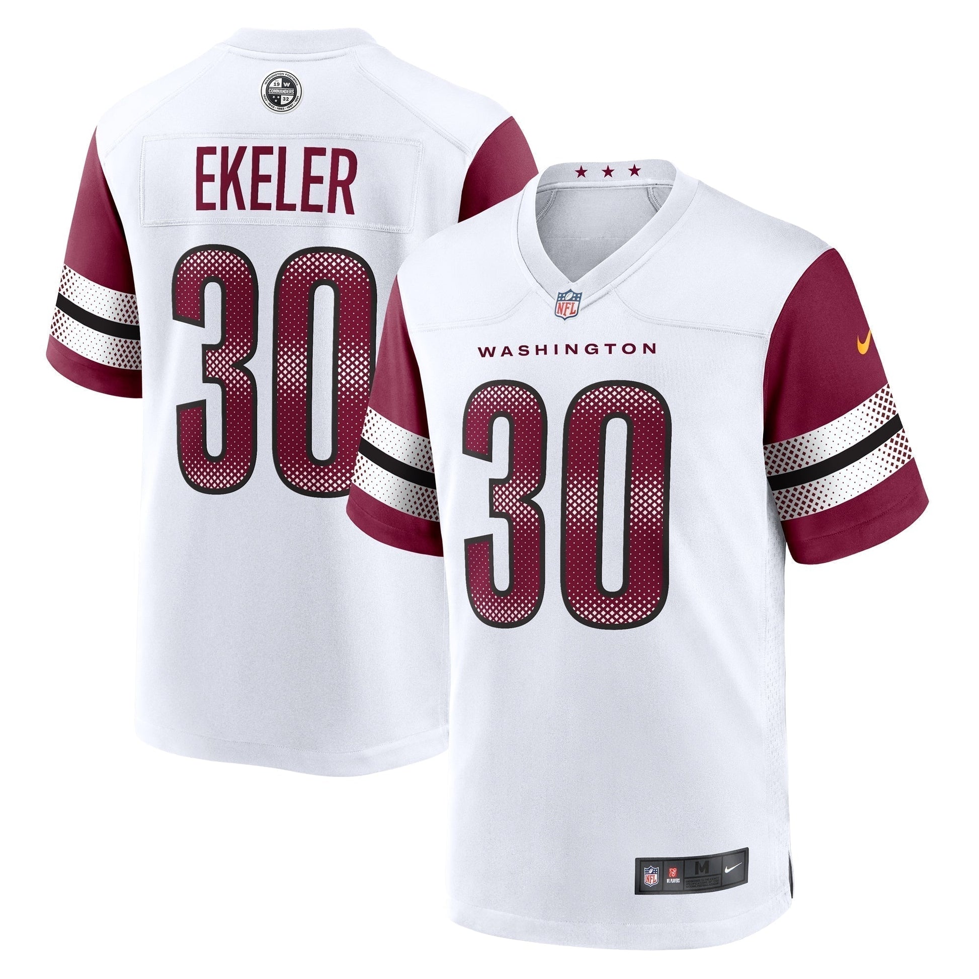 Austin Ekeler Washington Commanders Game Jersey - White football jersey product view 1