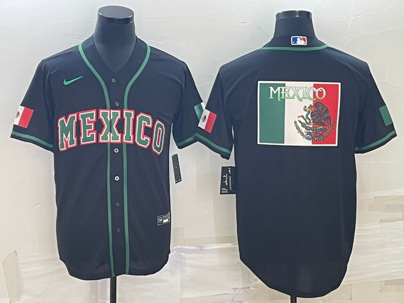 Men's 2023 World Baseball Classic Mexico Black Jersey baseball jersey product view 1