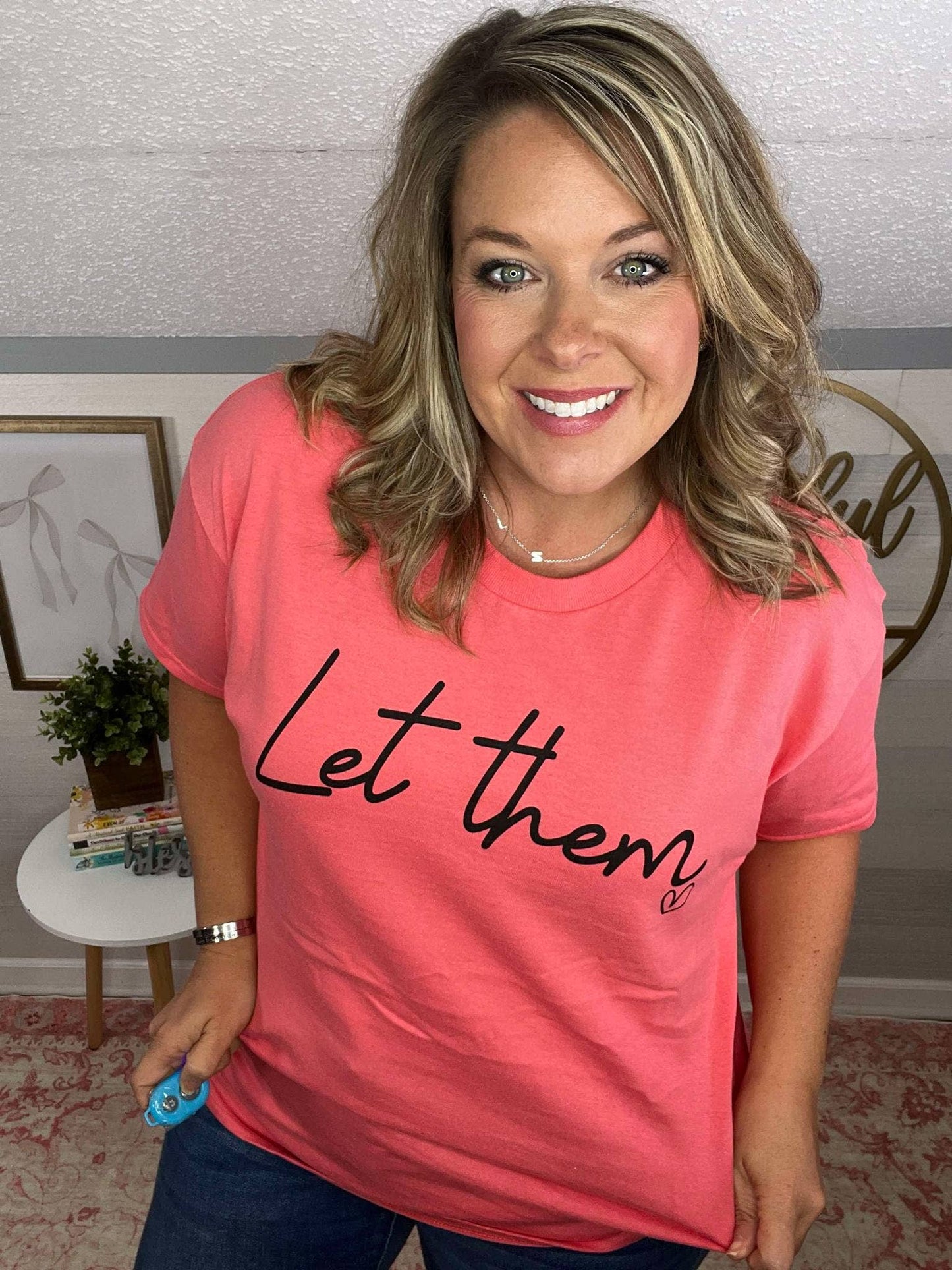 Let Them Coral Gildan Women's Faith Graphic Tee Unisex T-shirt, Sweatshirt, Hoodie, Long Sleeve Tee - T-Shirt, Sweatshirt, Hoodie