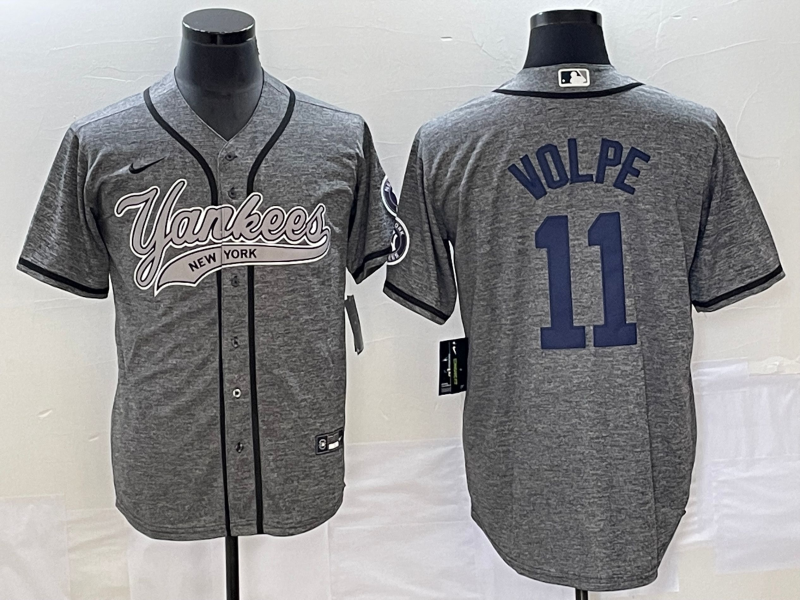 Men's New York Yankees Anthony Volpe Gray Game Jersey Joint Edition baseball jersey product view 1