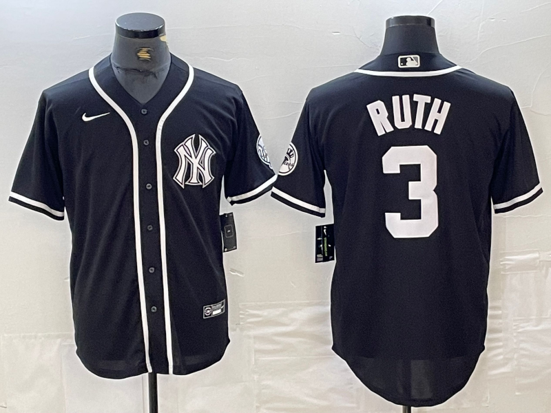 Men's New York Yankees Babe Ruth Black Limited Jersey baseball jersey product view 1