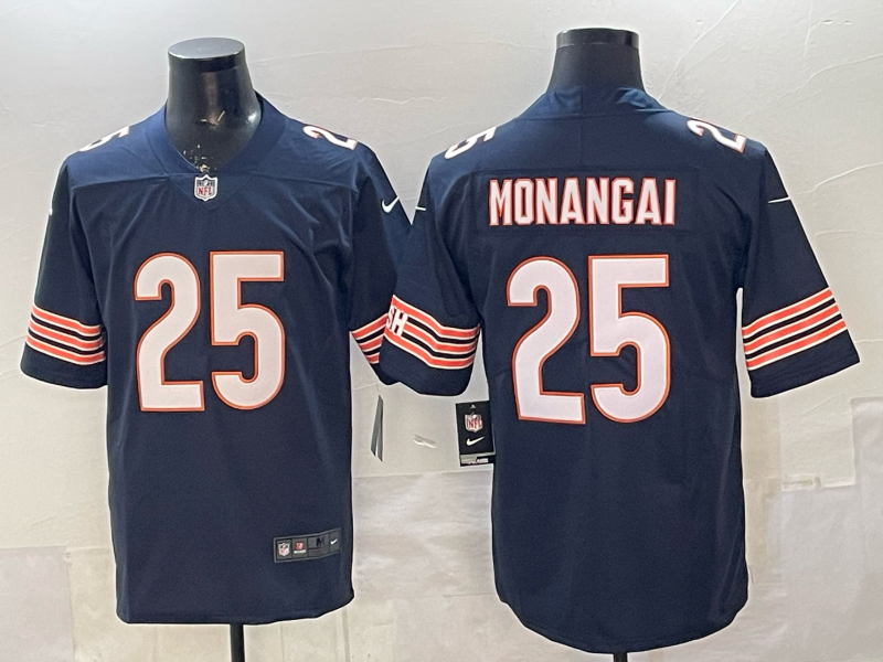 Men's Chicago Bears Isaiah Monangai #25 Navy Player Game Jersey football jersey product view 1