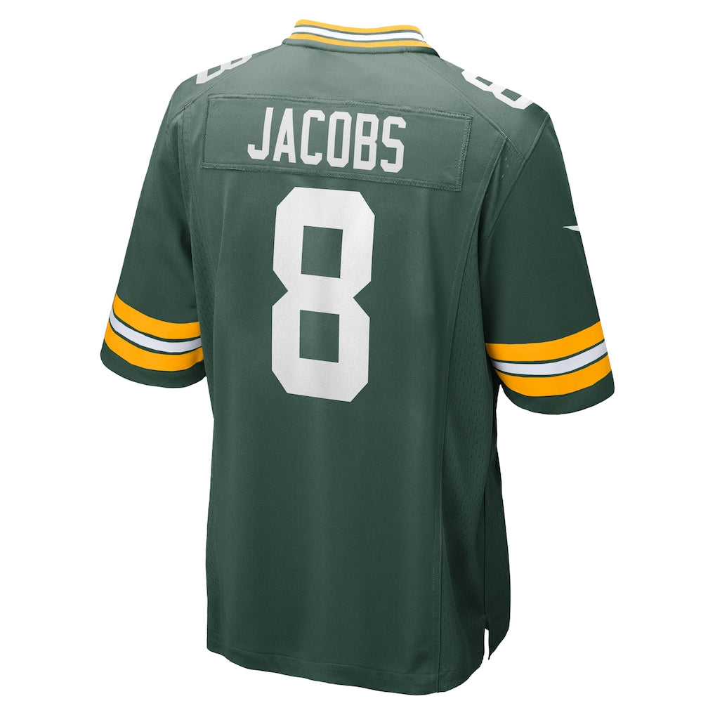 GB. Packers #8 Josh Jacobs Green Team Game Jersey football jersey product view 1