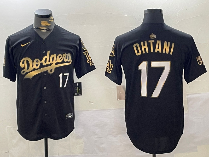 Men's Los Angeles Dodgers Shohei Ohtani Black Replica Player Jersey baseball jersey product view 1
