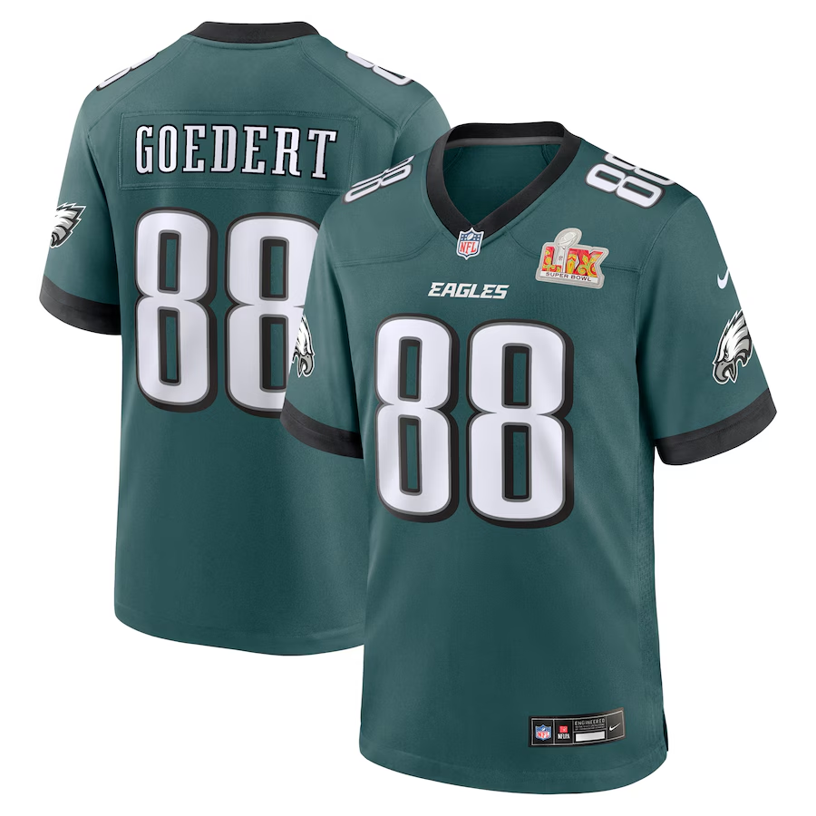 Men's Philadelphia Eagles Dallas Goedert Midnight Green Super Bowl LIX Game Player Jersey football jersey product view 1