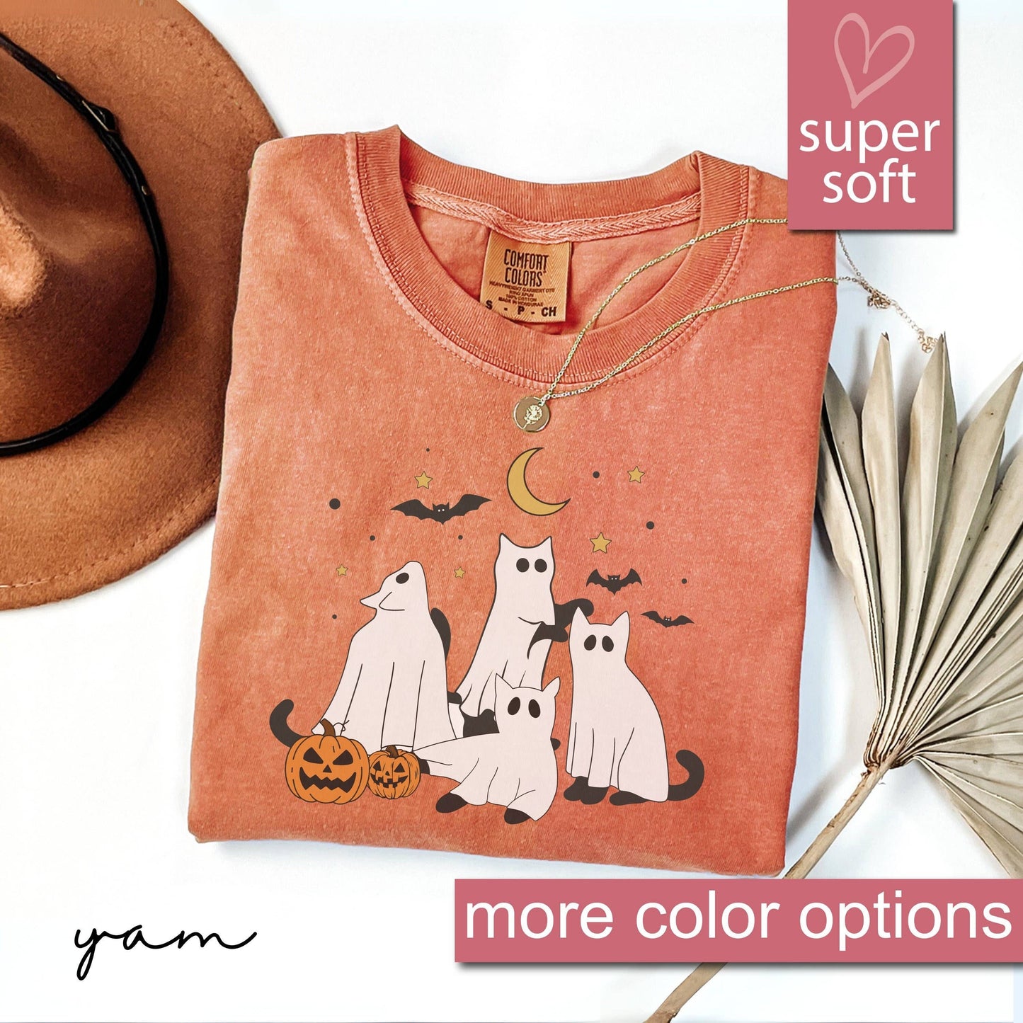 Ghost Cat T-Shirt  Cute Retro Halloween Shirt For Cat Lover Unisex T-shirt, Sweatshirt, Hoodie, Long Sleeve Tee - T-Shirt, Sweatshirt, Hoodie