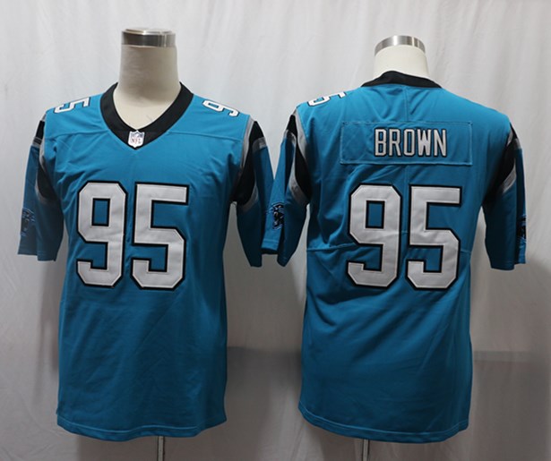 Men's Carolina Panthers Derrick Brown #95 Blue Player Game Jersey1 football jersey product view 1