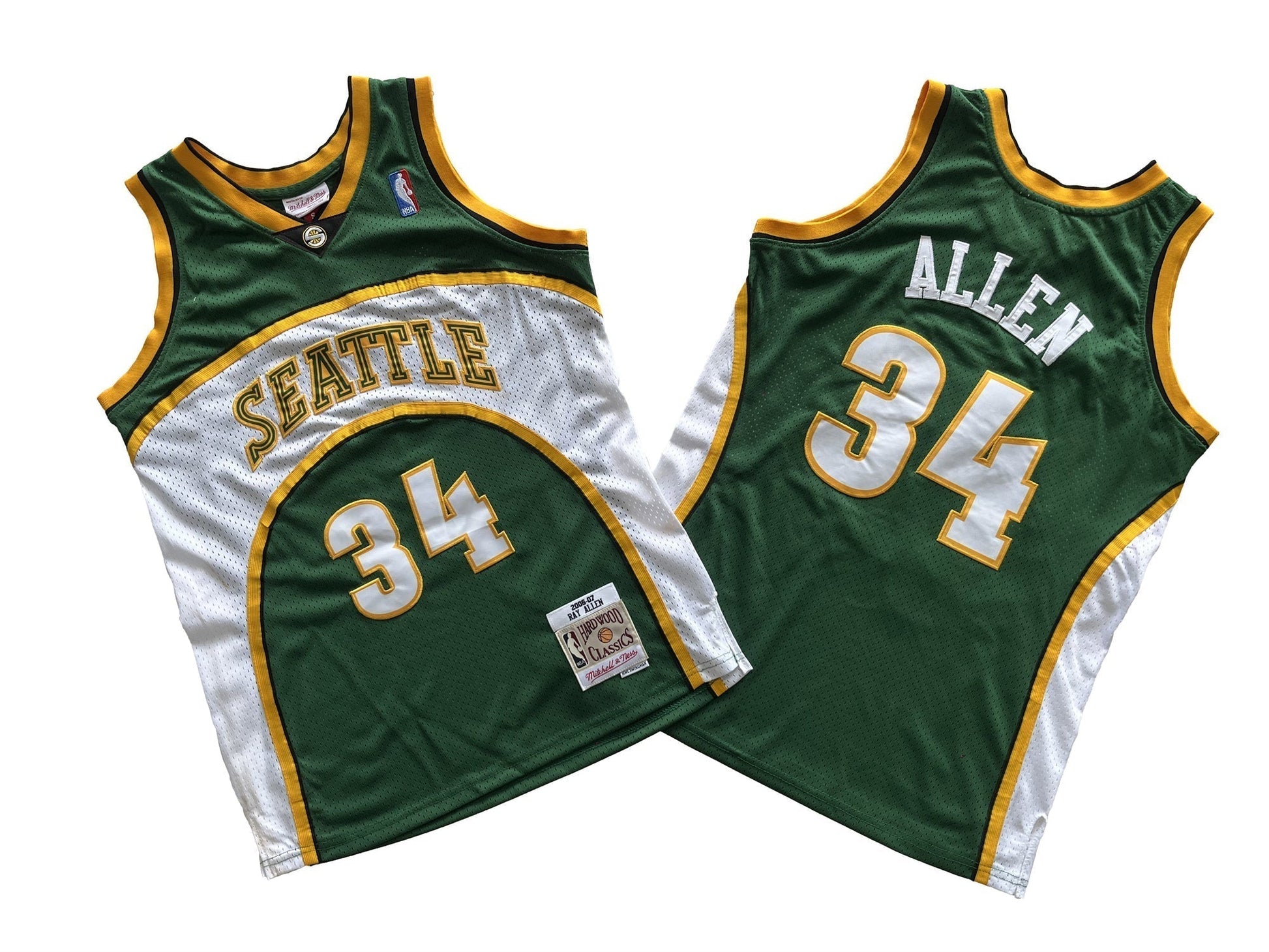 SuperSonics No. 34 dark green 06-07 season Mitchell retro jersey - Ray Allen basketball jersey product view 3