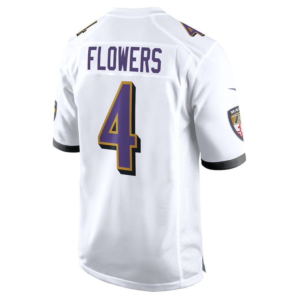 B.Ravens #4 Zay Flowers White Alternate Game Jersey football jersey product view 1