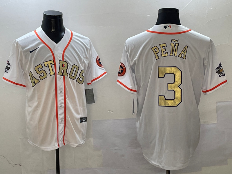 Men's Houston Astros Jeremy Pena #3 White Player Jersey1 baseball jersey product view 1