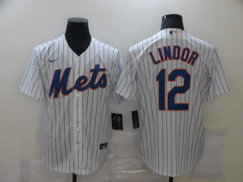 Men's New York Mets Francisco Lindor White Replica Baseball Jersey baseball jersey product view 1