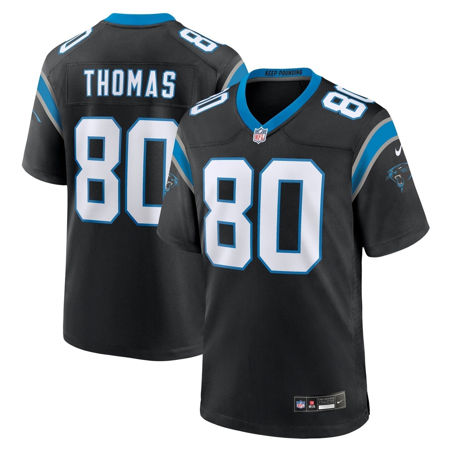 Ian Thomas Carolina Panthers Team Game Jersey - Black football jersey product view 1
