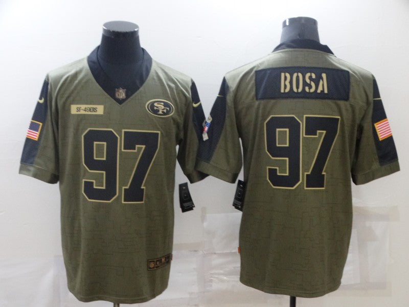 Men's San Francisco 49ers Nick Bosa #97 Brown Player Game Jersey1 football jersey product view 1
