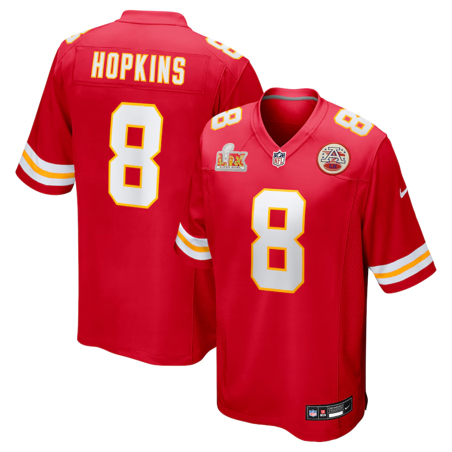 Men's Kansas City Chiefs DeAndre Hopkins Red Super Bowl LIX Game Player Jersey football jersey product view 1