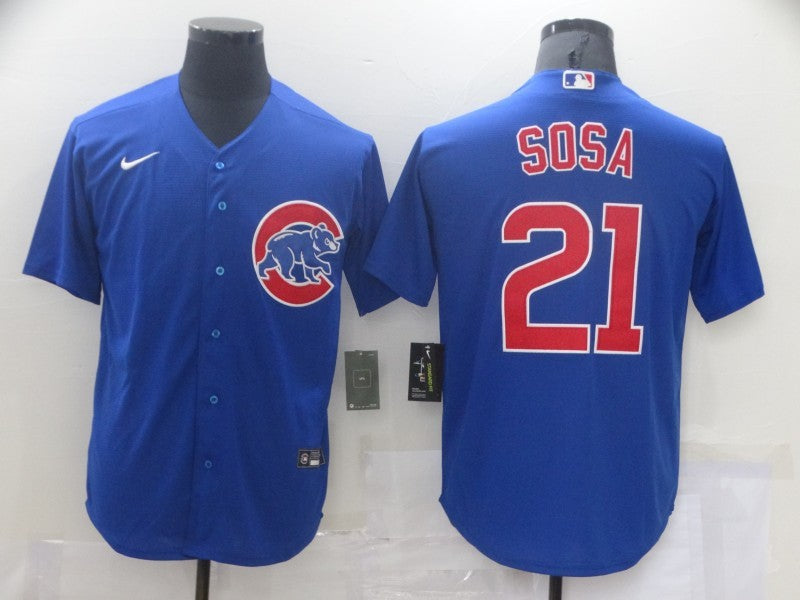Men's Chicago Cubs Sammy Sosa #21 Blue Replica Baseball Jersey baseball jersey product view 1