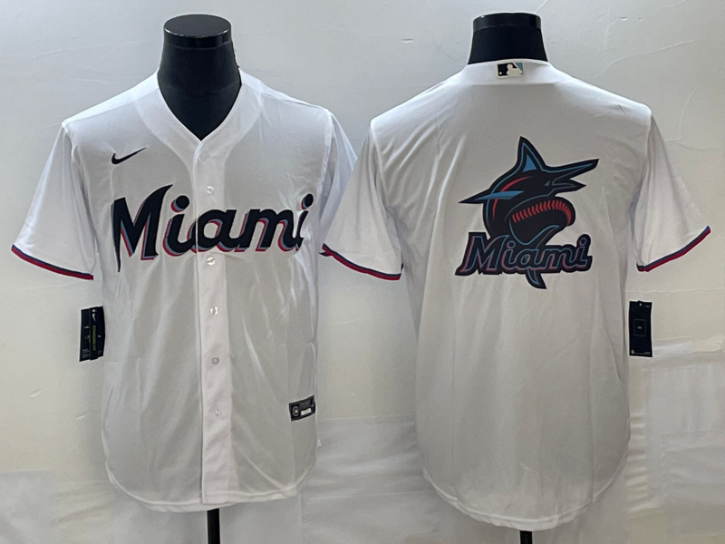 Men's Miami Marlins White Home Replica Team Jersey baseball jersey product view 1