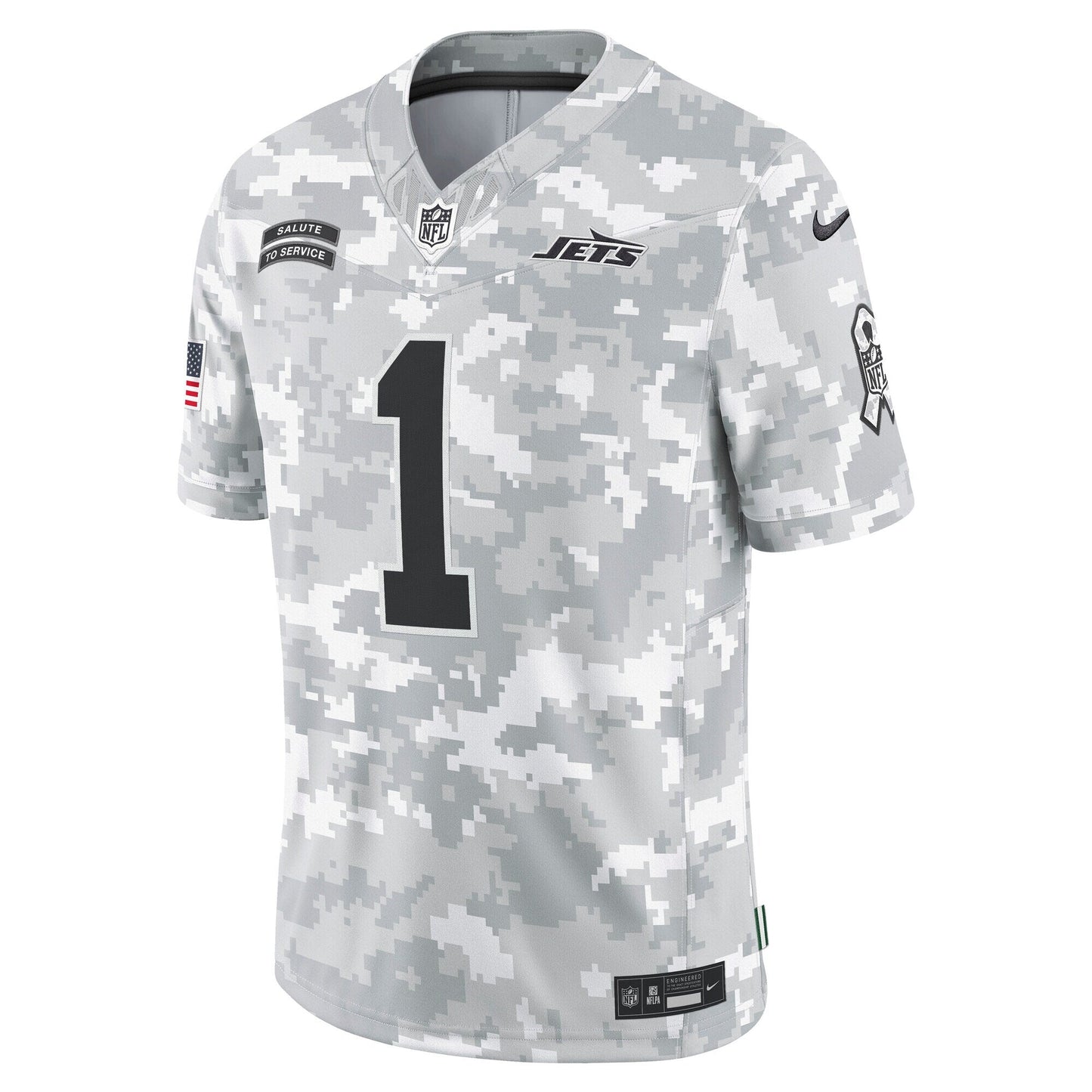 Sauce Gardner New York Jets 2024 Salute to Service Limited Jersey - Arctic Camo football jersey product view 2