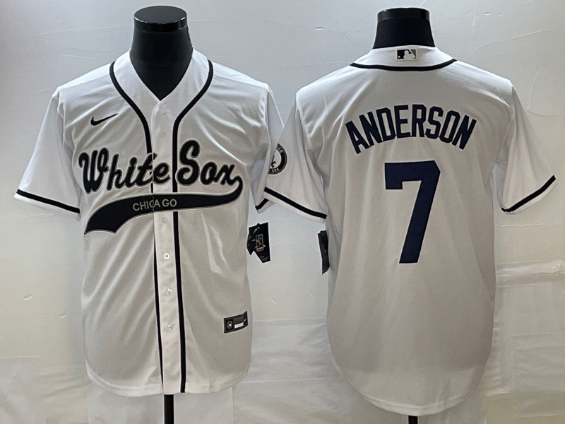 Men's Chicago White Sox Tim Anderson White Replica Player Jersey Joint Edition baseball jersey product view 1