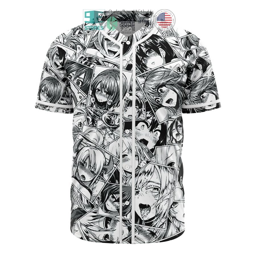 BEST Ahegao Anime Collage Baseball Jersey Unisex T-shirt, Sweatshirt, Hoodie, Long Sleeve Tee - T-Shirt, Sweatshirt, Hoodie