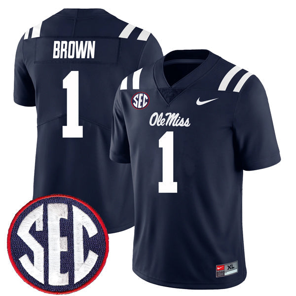 AJ Brown Ole Miss Rebels Jersey - Navy sports jersey product view 1