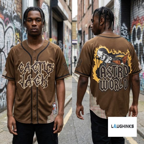AOP Replica Brand X Travis Scott Cactus Jack Astro World Olive Baseball Jersey Shirt Unisex T-shirt, Sweatshirt, Hoodie, Long Sleeve Tee - T-Shirt, Sweatshirt, Hoodie