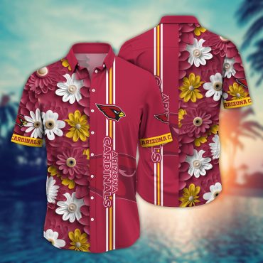 Arizona Cardinals Daisy Stripe Hawaiian Shirt Unisex T-shirt, Sweatshirt, Hoodie, Long Sleeve Tee - T-Shirt, Sweatshirt, Hoodie