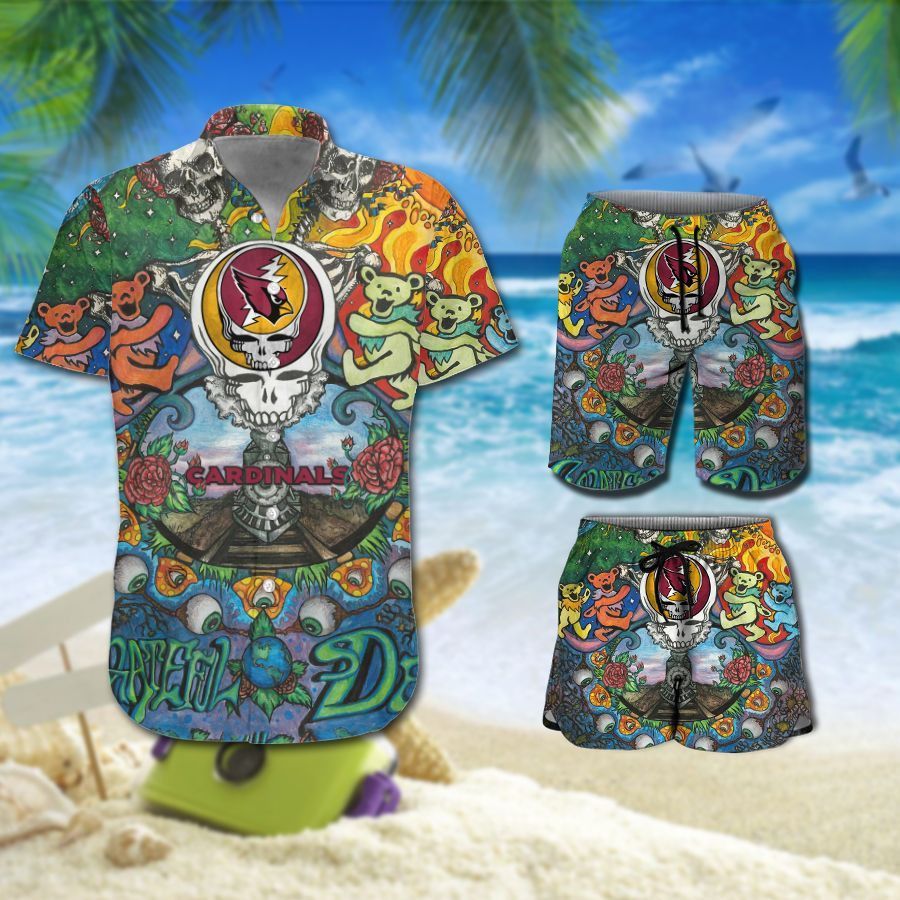 Arizona Cardinals Grateful Dead Hawaiian Shirt and Short Unisex T-shirt, Sweatshirt, Hoodie, Long Sleeve Tee - T-Shirt, Sweatshirt, Hoodie