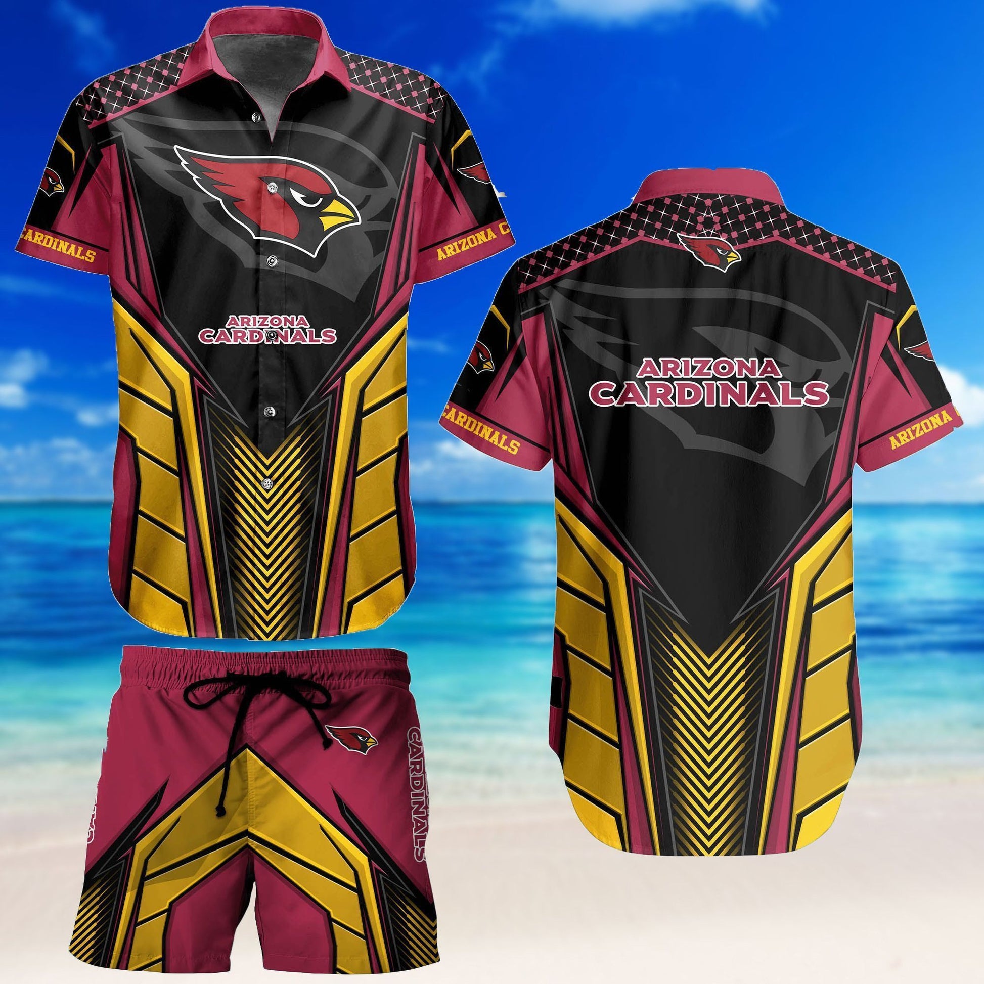 Arizona Cardinals Hawaiian Ensemble Collection Shirt Short Unisex T-shirt, Sweatshirt, Hoodie, Long Sleeve Tee - T-Shirt, Sweatshirt, Hoodie