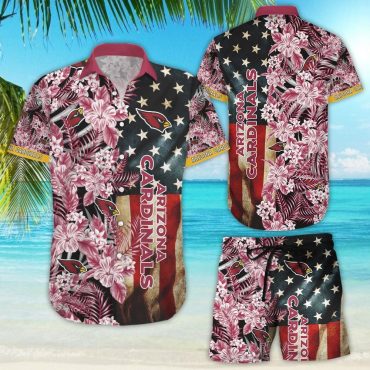Arizona Cardinals Patriotic Tropical Hawaiian Shirt Unisex T-shirt, Sweatshirt, Hoodie, Long Sleeve Tee - T-Shirt, Sweatshirt, Hoodie