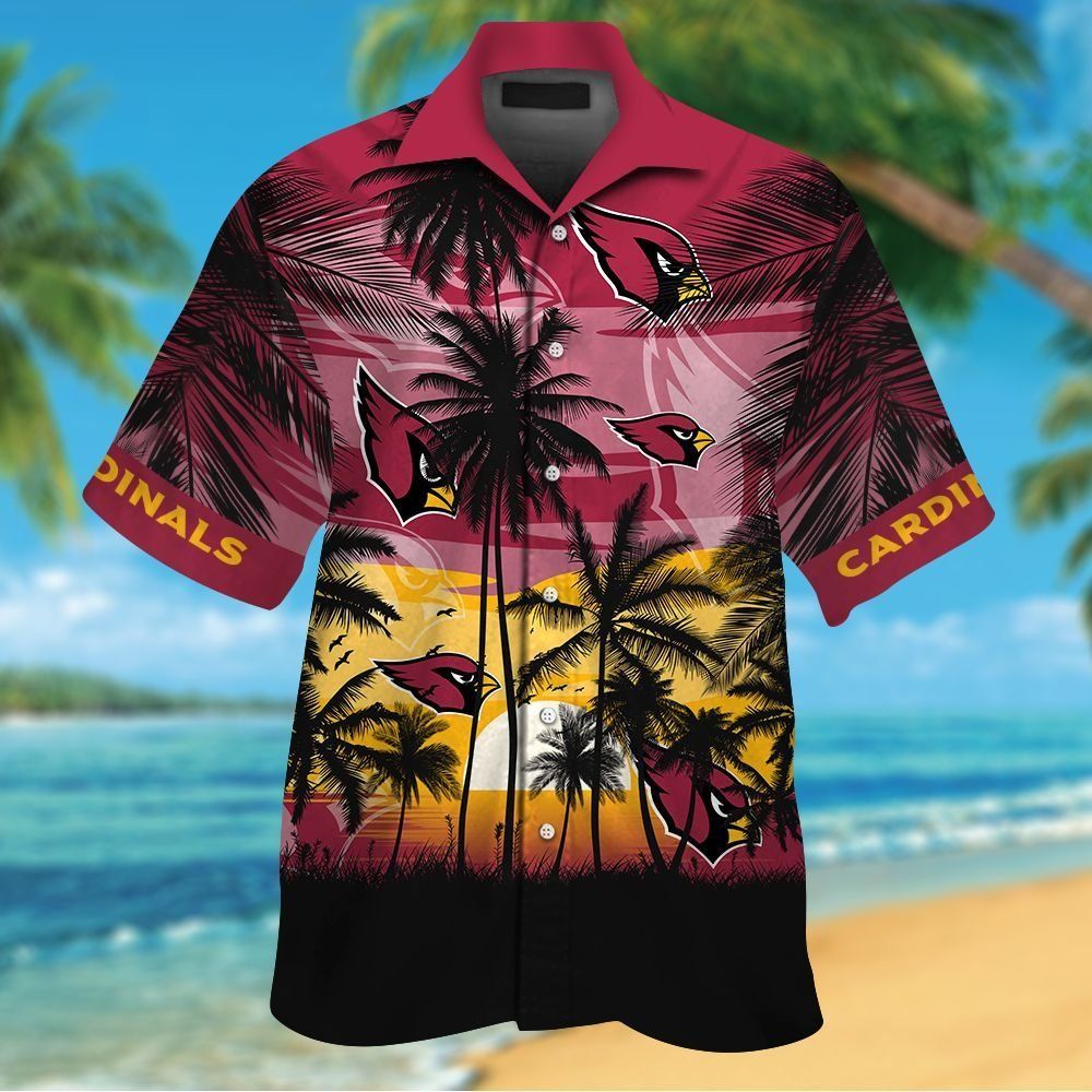 Arizona Cardinals Short Sleeve Button Up Tropical Shirt Hawaiian Shirt Unisex T-shirt, Sweatshirt, Hoodie, Long Sleeve Tee - T-Shirt, Sweatshirt, Hoodie