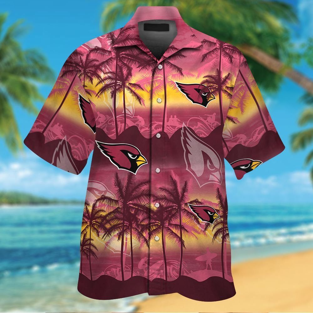 Arizona Cardinals Tropical Short Sleeve Hawaiian Shirt Unisex T-shirt, Sweatshirt, Hoodie, Long Sleeve Tee - T-Shirt, Sweatshirt, Hoodie