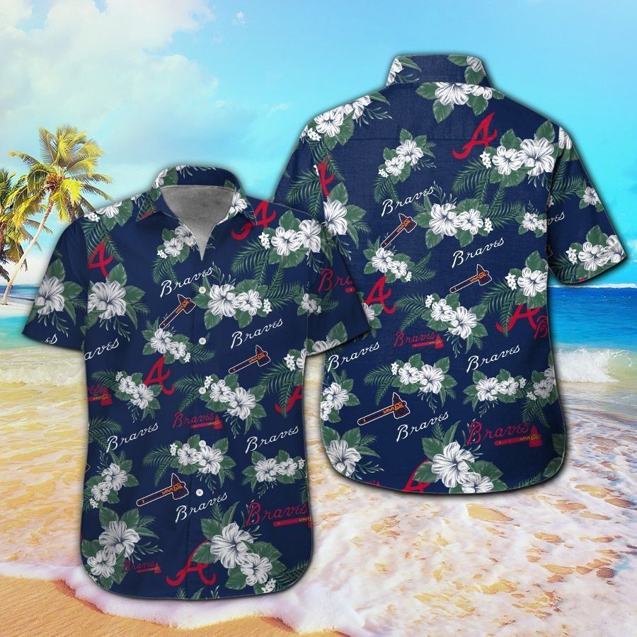 Atlanta Braves Hawaiian Shirt Short Sleeve Tropical Button Up Unisex T-shirt, Sweatshirt, Hoodie, Long Sleeve Tee - T-Shirt, Sweatshirt, Hoodie