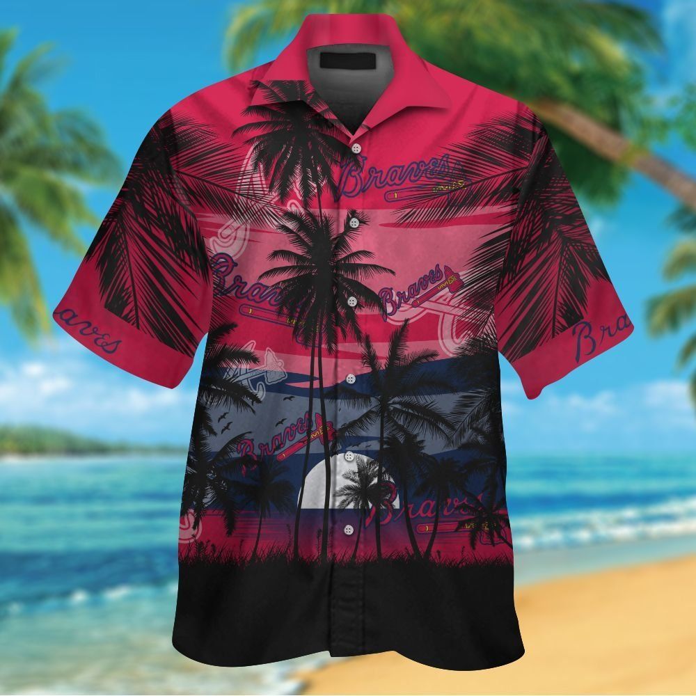 Atlanta Braves Short Sleeve Button Up Tropical Shirt Hawaiian Shirt Unisex T-shirt, Sweatshirt, Hoodie, Long Sleeve Tee - T-Shirt, Sweatshirt, Hoodie
