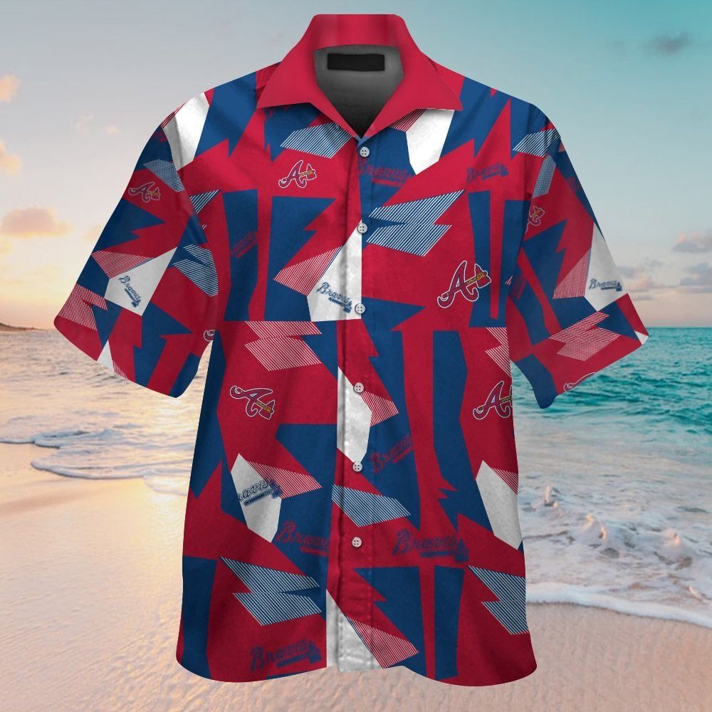 Atlanta Braves Short Sleeve Hawaiian Shirt Tropical Button Up Unisex T-shirt, Sweatshirt, Hoodie, Long Sleeve Tee - T-Shirt, Sweatshirt, Hoodie