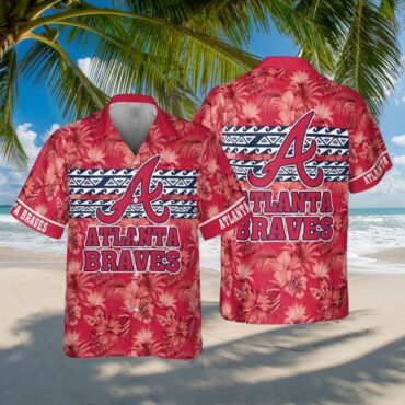 Atlanta Braves Tribal Tropics Hawaiian Shirt Unisex T-shirt, Sweatshirt, Hoodie, Long Sleeve Tee - T-Shirt, Sweatshirt, Hoodie