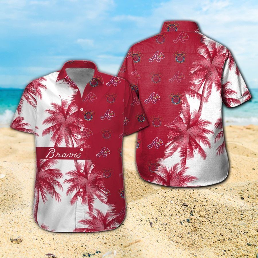 Atlanta Braves Tropical Hawaiian Short Sleeve Button Up Shirt Unisex T-shirt, Sweatshirt, Hoodie, Long Sleeve Tee - T-Shirt, Sweatshirt, Hoodie