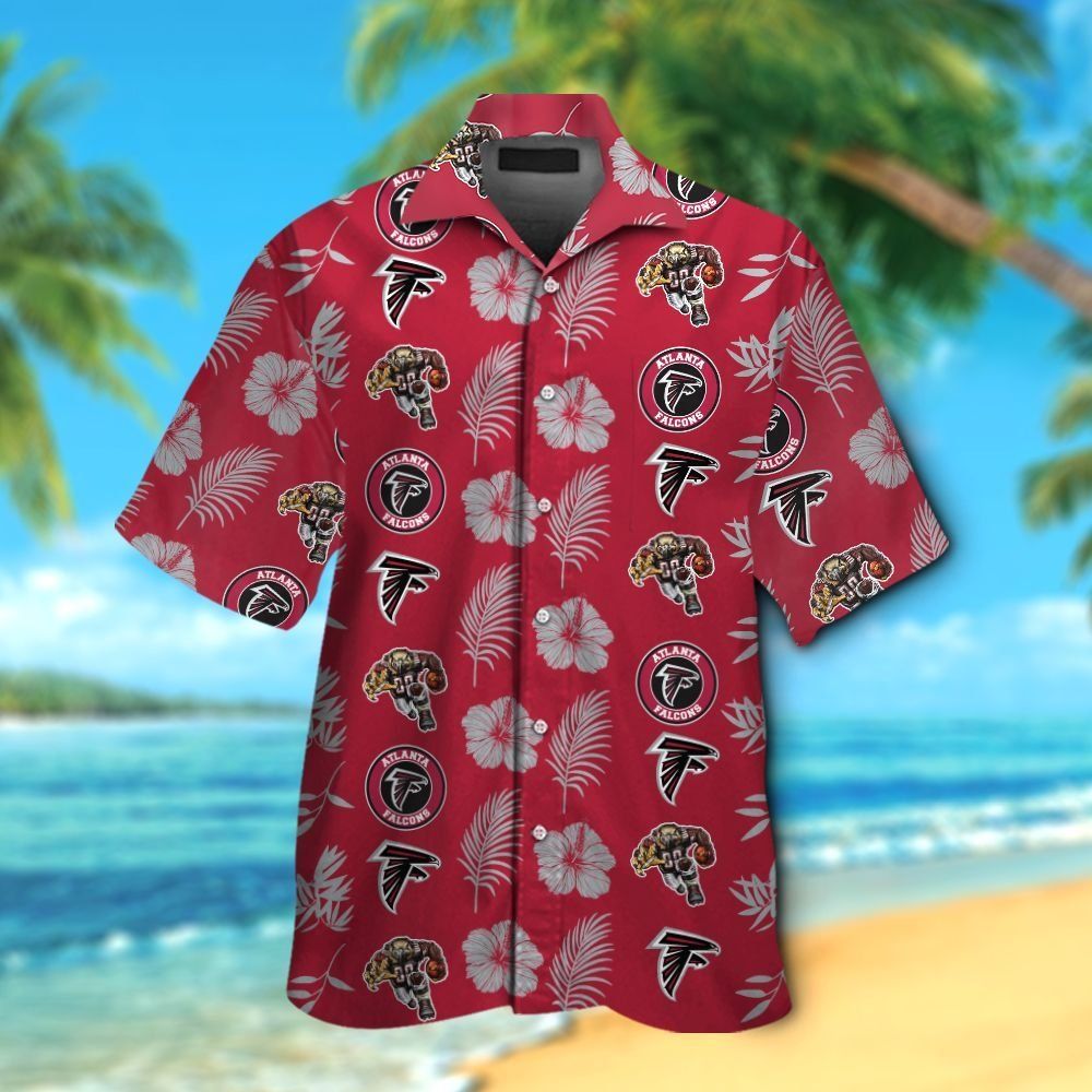 Atlanta Falcons Hawaiian Shirt Short Sleeve Tropical Button Up Unisex T-shirt, Sweatshirt, Hoodie, Long Sleeve Tee - T-Shirt, Sweatshirt, Hoodie